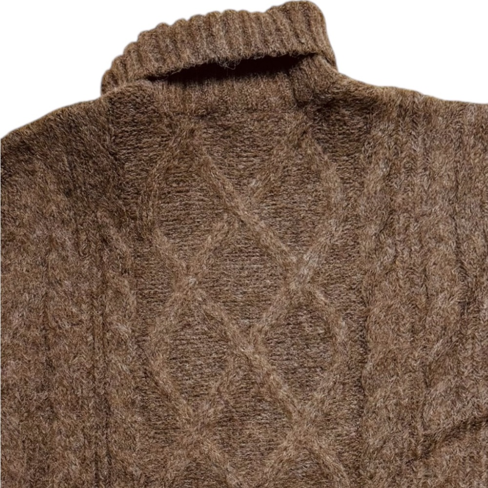 Express Wool Cable Knit Turtleneck Sweater Brown XL - Picture 12 of 14